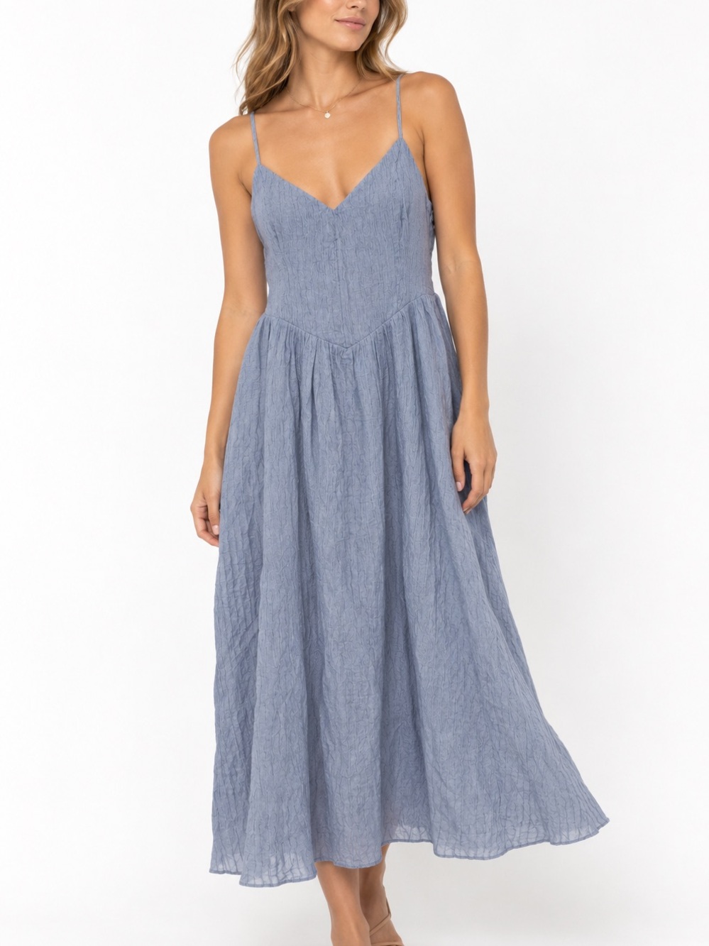 NWT ASTR Strappy V-Neck Midi Dress in Periwinkle Blue (Orig $120+)